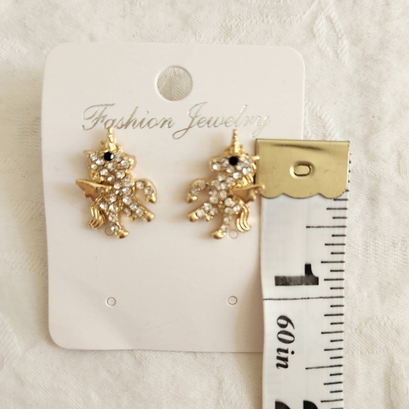 Rhinestone Unicorn Pegasus Earrings - Picture 3 of 3